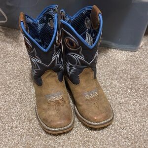 Brown & blue toddler boys Western Cowboy Boots